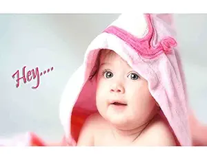 First Art Hey Boy Cute Smiling Baby Poster for Pregnant Women | HD Baby Wall Poster for Room Decor Multicolor Size: 12x18 inch