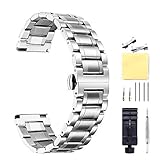Edelstahl Uhrenarmband,Metallarmband für Herren/Damen mit Geraden und gebogenen Ende (Gold,Silber,Schwarz,Roségold,Zwei Ton) - 12mm,14mm,16mm,18mm,19mm,20mm,21mm,22mm,24mm