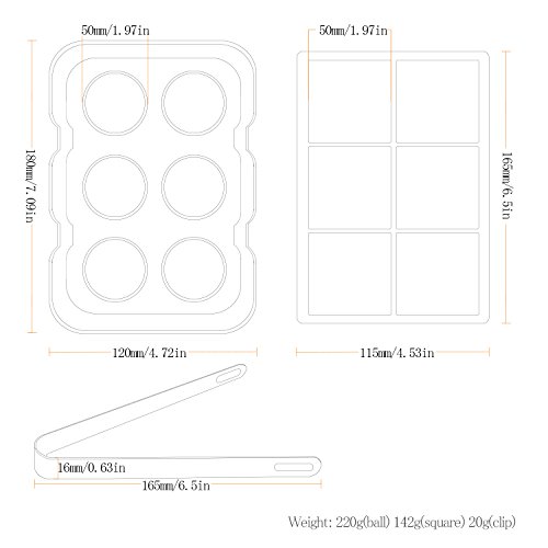 BeePole Eisball und Eiswürfel Schmelzmacher – Flexible Silikon Eis Trage Kombo (Set von 2) – 6 Schlitze für jede Schmelze mit 1 Rostfreiem Stahl Eiswürfel Clip, Schwarz - 7