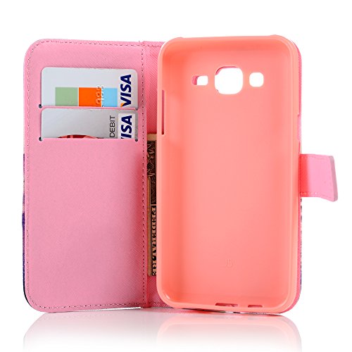 BADALink Hülle für Samsung Galaxy J5 2015 PU Leder Wallet Flip Case Bookstyle Softcase Schutzhülle Etui Schale mit Magnetverschluss Meer Muster Never Stop Learning Rot Cover Shell+Eingabestift +Staubstecker - 2