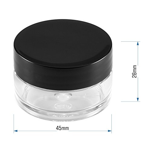 5 Stück Packung – 20ml Cremedose klar transparent mit Schraubdeckel schwarz – Leerdose – Döschen - 3