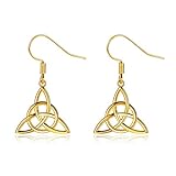 💕 💕 💕 Pendientes modernos para mujeres, pendientes de nudo céltico, elemento irlandés, diseño de trinidad, accesorios decorativos de orejas, con cierre de gancho, superficie de acabado púlido, joyería moderna irlandesa de protección, todo nacido para ti la bella. El nudo simboliza amor eterno y interconexión con la naturaleza.