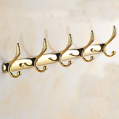 Preisvergleich Produktbild Daadi Minimalistischer Stil Vergoldet Handtuchhalter Badezimmer Handtuchhalter antiken integrierten Regal WC, Golden Phoenix Schwanz 5 Haken