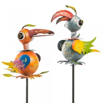 Gartenstecker - Hennes und Klara - UV-beständiges und wetterfestes Metall - Gesamthöhe: 96cm