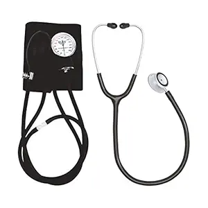 ELKO EL-411S Dial Type Aneroid Sphygmomanometer/Blood Pressure Monitor with Carry Bag and Deluxe Stethoscope (Black)