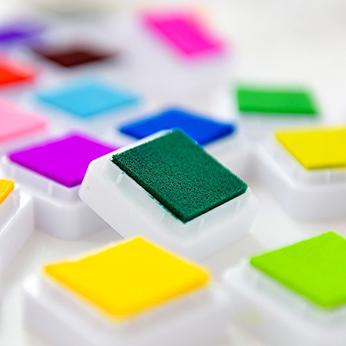 24 Farben Stempelkissen Set, ApoGo Stempel Tinte, Tinte Pads Stempel, Stamp Pad Fingerdruck fuer Papier Handwerk Stoff, Fingerabdruck ,Scrapbook, Malerei ,Mehrfarbige - 6