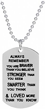 uWANTit You Are Braver Than You Believe Inspirational Letters Engraved Charm Zinc Alloy Pendant Necklace Dog Tags