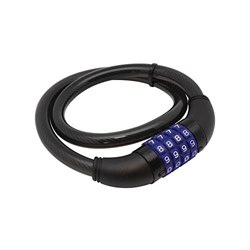 Perel SLKB04N Spiralkabelschloss mit Zahlencode, 12 mm Durchmesser, 650 mm Länge