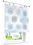 rollo blau transparent Sehr schöne Raffrollo mit Kreis-Motiven Druck Design für Ihr Wohnzimmer, Küche und Balkon