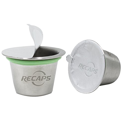 Recaps Wiederverwendbare Nespresso Kapseln Edelstahl Nachfüllbare Pods für Nespresso Maschinen (OriginalLine Compatible) (1 Kapsel +120 Dichtungen) - 4
