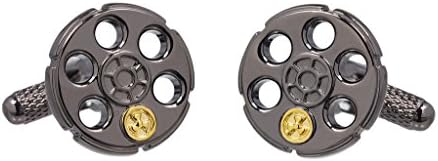 Russian Roulette Bullet Cufflinks With Gold Coloured Bullet in a Black Cufflink Case