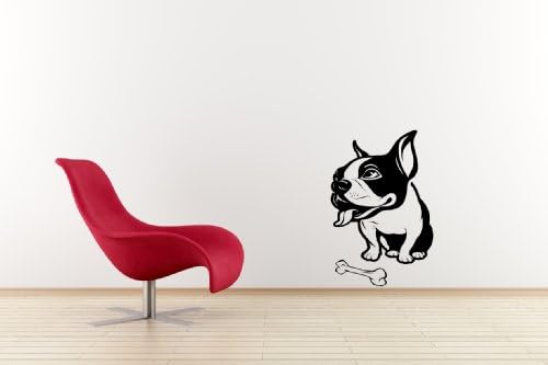 Dog boston terrier / French bulldog wall art decal sticker graphic for living room bedroom office (Brown)