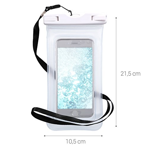 kwmobile VerschlieÃŸbare Smartphone Outdoor Beachbag Tasche - SchutzhÃ¼lle mit Armschlaufe - Schwimmt im Wasser - Handy Beach Bag in WeiÃŸ Transparent
