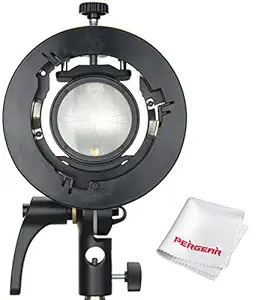 Godox S2 Speedlite S-Type Bracket Bowens Mount Flash Holder for Godox V1 AD200Pro AD400Pro AD200 and other Flashes, Precise Tilt Control, Large Handle, Integrated Umbrella Mount with Pergear Diffusers