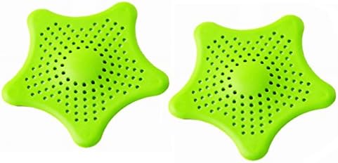 Homeey 2 Pack Starfish Sink Strainer Hair Catcher Collector for Home Kitchen 6 x 6 Inch Durable Rubber Bathroom Filtration Drain Cover (Green)