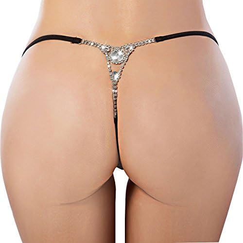 Zluckboon Lingerie Sexy Plus Size Women T Pants with Diamond (XL)