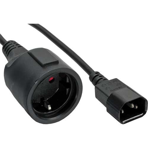 InLine Kaltgeräte C14 auf Schutzkontakt Buchse Netz Adapter Kabel für USV (1m) schwarz - 2