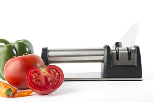 PriorityChef Messerschärfer für Messer normalen Klingen und Wellenschliffklingen, 2-stufig, diamantbeschichtete Schleifscheibe, Schwarz - 4