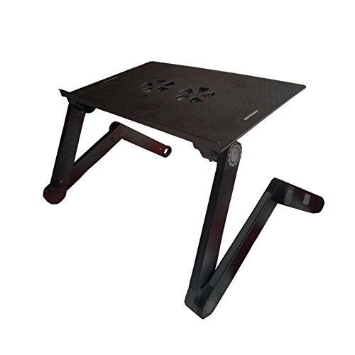 LIVHÒ | Einstellbare und tragbare Laptop Bett Halterung + Ablage für die Maus – Faltbarer Schreibtisch mit 2 Lüfter für Kühlung, Notebook-Ständer 7“-16“ - 7