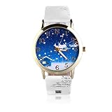 Lovelysunshiny Kreative Unisex Chiristmas Mode Quarz PU Lederband Armbanduhr