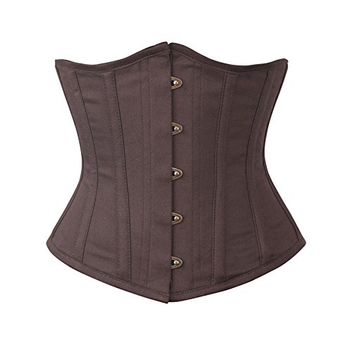 Spiral-Steel-Boned-Brown-Waist-Shaper-Corset-in-100-Cotton