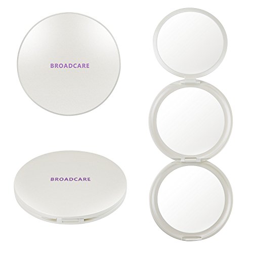 BROADCARE 3-1 Travel Makeup Mirror Handhold Tri-Fold portable Mirror Cosmetic Mirror with 1 x 2x and 5x Magnification