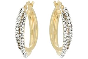 DEL PIA SRL Pendientes de oro de 18 quilates con 2 líneas de Swarovski, Dea Horta