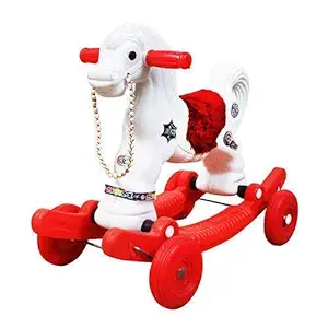 Besties 2 in 1 Baby Horse Rider for Kids 1-3 Years Birthday Gift for Kids/Boys/Girls (White & Red)