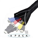USO SENCILLO Y PERSONALIZADO: Con longitud 48cm (19 pulgadas) y ancho 9cm (3.6 pulgadas), puede crear agujeros a lo largo de la manga que permiten que los cables salgan a donde se necesitan. Las cremallera garantizan un excelente ajuste de los cables. Además, puedes combinar las mangas para agrupar diferentes cables.