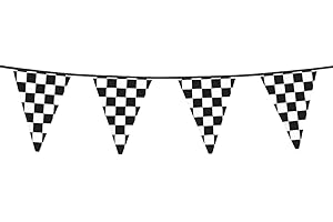 Boland Racing Black and White Chequed Bunting 6M Length Party Decoration Motor Racing Chequered Flag Kids Birthday Banner Flag Size 30cm x 20cm