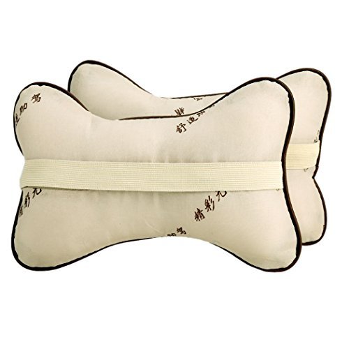 Leeko Auto Nackenkissen Nackenstützen Kopfkissen X2 Kunstleder mit loch atmungsaktive super weich und bequem anti Müdigkeit langes Fahrens Stoßdämpfung Hals Nacken Schutz & Stütz zwei Farben erhältlich. (Schwarz) - 2