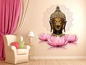 DivineDesigns Buddha Lotus Flowers Wall Sticker | Wall Sticker for Living Room/Bedroom/Office and All Decorative Stickers