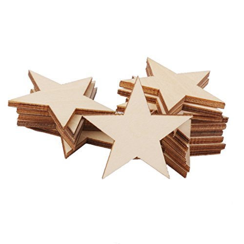 gomaz Star Form Holz Verzierungen für Basteln, 50 mm 25 Stück