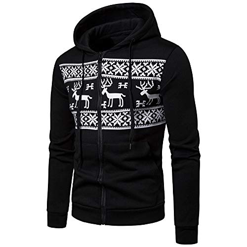 Preisvergleich Produktbild Fymia Kundengebundene Weihnachtselche druckte Reißverschluss-Pullover-Lange Hülsen-mit Kapuze Sweatshirt-Oberteile für Männer