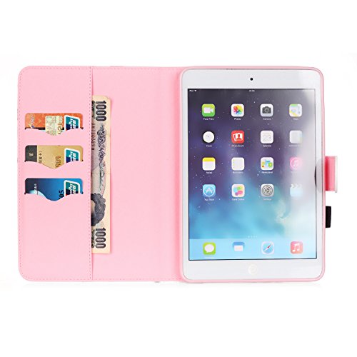 iPad Mini 3 Hülle, Deenor Colorful Painting and Stylish Drawing Wallet Case Book Style PU Leder Flip Protective Stand Flip Schutzhülle Hülle für Apple iPad Mini 1/2/3 Generation. (White flowers) - 7