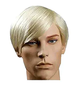 New Handsome Short Straight Men Wig Golden Blonde Color Halloween Party Hair Wig