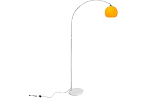 CCLIFE Lampe Lampadaire à arc salon courbée, Lampe arceau moderne en chrome Lampadaire sur pied marbre, Couleur: Orange, réglable en hauteur 130-180cm