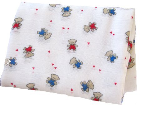 Preisvergleich Produktbild Baumwoll-Windeln bedruckt mit Teddys 80x80 cm 2er-Set