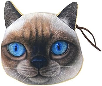 POPUCT Fantastic Cute Lifelike 3d Cat Face Bag Zipper Case Coin Purse (E)