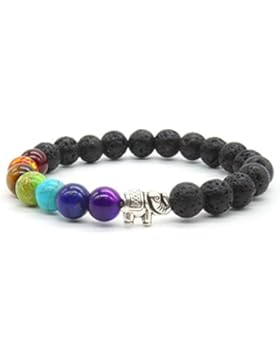 Achat Perlen 7 Chakra Korn Armband, heilende Energie Mala Beads mit Elefanten