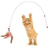 Cosanter Interaktives Künstlich Feder Katze Haustier Spielzeug Katzenspielzeug, mit Glocke Flexibel Griff