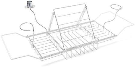 Infactory Bathtub Tray with Bookend Glass Holders and Candle Holders