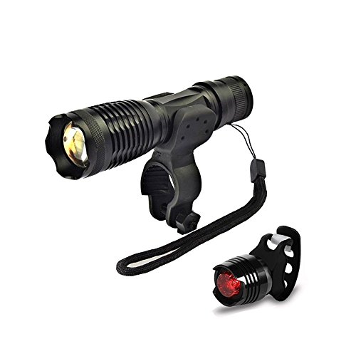 LED Fahrradbeleuchtung,BestTrendy Fahrradlampe Fahrradlicht Set ink.Frontlichter und Rücklicht, Halterung,Super Helle 1200 Lumen Taschelampe,Zoombarer Effekt, 3 Licht-Modi Rücklicht,Camping und taeglichen Gebrauch
