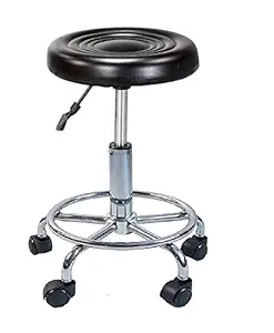 IYB Furniture - Adjustable Stool with Wheels -Doctor/Kitchen Stool/Office Stool/Chair/ Cafeteria Stool/Bar Stool Finish Color -Black (1 Pcs)