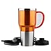 Produktbild huanlebao Tragbarer Beheizter 12/24 V KFZ Wasserkocher Edelstahl Tasse Auto Kaffeetasse mit Ladegerät 450 ml, orange, 12 V