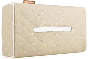 Qirc Auto Taschentuchhalter, PU Leder Universal Auto Taschentuchbox Multifunktionale Sonnenblende Taschentuchhalter, Auto Rücksitz Kopfstütze Armlehne Hängende Taschentuchbox (Beige)