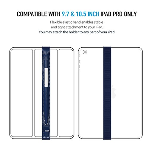 Apple Pencil Halter, Fullmosa® Hochwertige Kunstleder Stifthalter Apple Pencil Hülle Etui mit USB-Adapter-Tasche für iPad Pro 9.7 & iPad Pro 10.5,Dunkelblau - 5