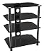 Produktbild RICOO Fernsehtisch Glas Tisch TV Rack FT601B LCD TV/HiFi Möbel Fernseh-Rack Fernsehschrank TV Lowboard TV Standfuss HiFi-Schrank DVD-Regal mit 4 Ablagen in der Farbe schwarz