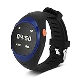 Fosa Smart Der Alte/Kinder Uhr GPS LBS Tracker Locator SIM 2G SOS Anruf,Notruf+Telefonfunktion Remote Monitor für Android iOS,Rot,Blau,Schwarz,Silber(blau)