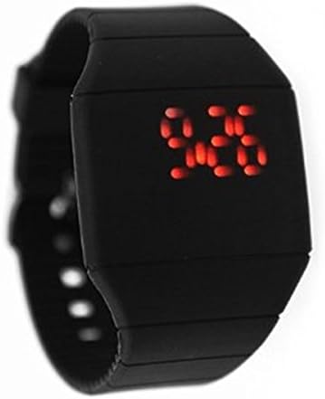 Unisex Kids Touch Screen Red LED Digital Watch Sports Wristwatch Black